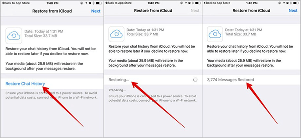 restore whatsapp chat history on iphone