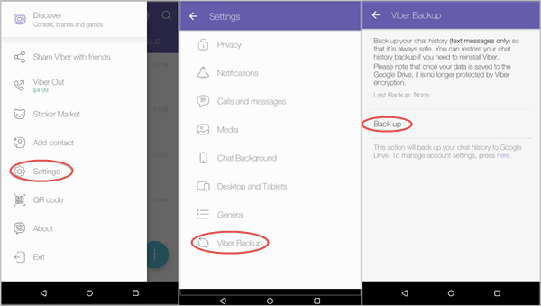 backup viber messages android