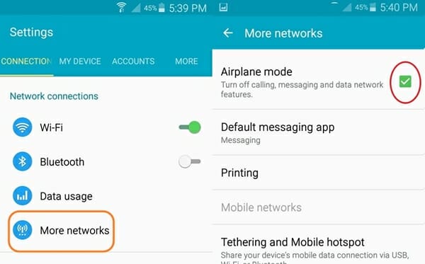 airplane mode on android