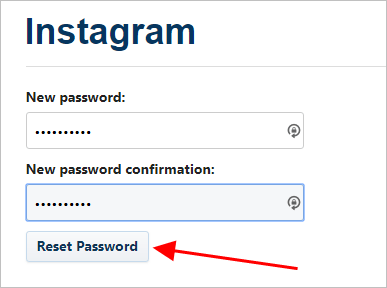 reset instagram password with email