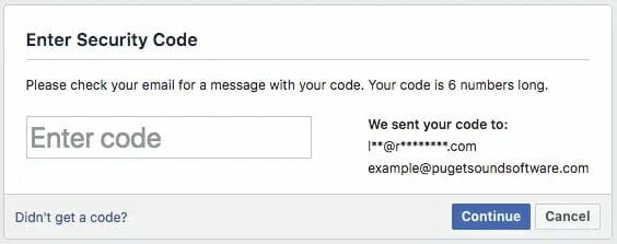 facebook enter security code