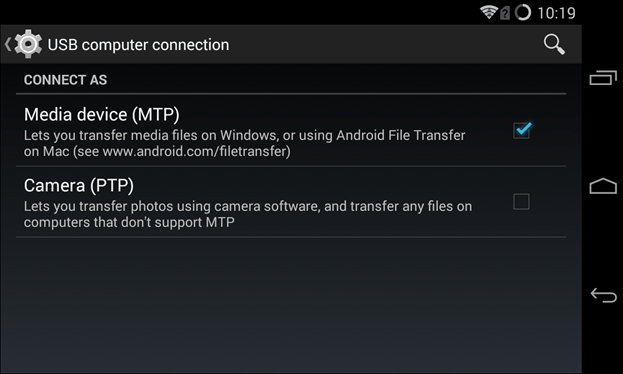connect android as mtp