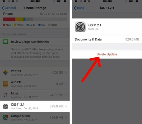 delete ios software update on iphone
