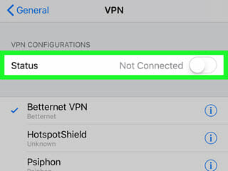 disable vpn iphone
