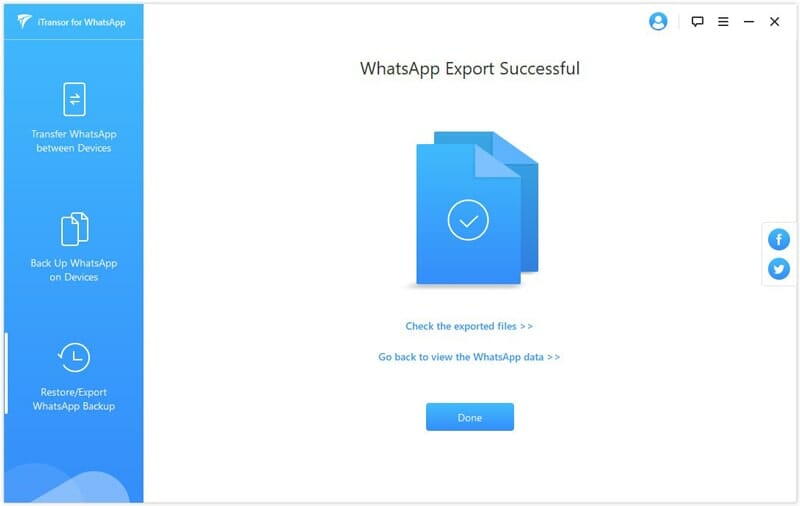 finish whatsapp export