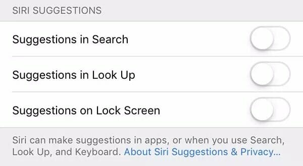 siri lock screen suggestions