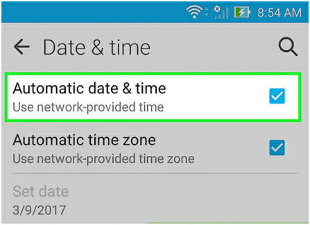 automatic date time android