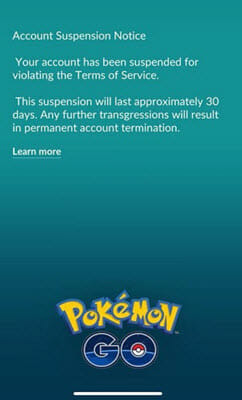 pokemon go account warning