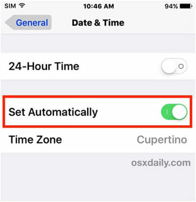set date time automatically iphone