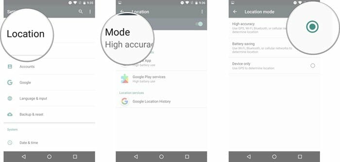 turn on location services android
