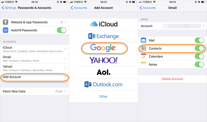 backup iphone contacts to gmail