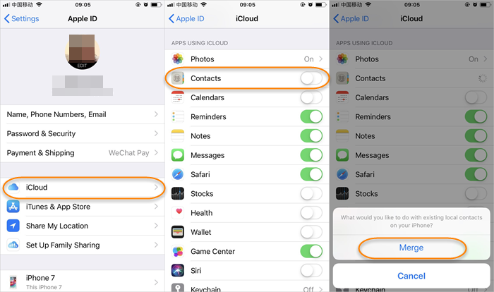 backup iphone contacts to icloud