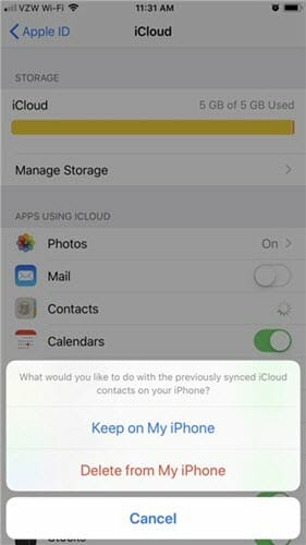 delete iphone contacts with icloud
