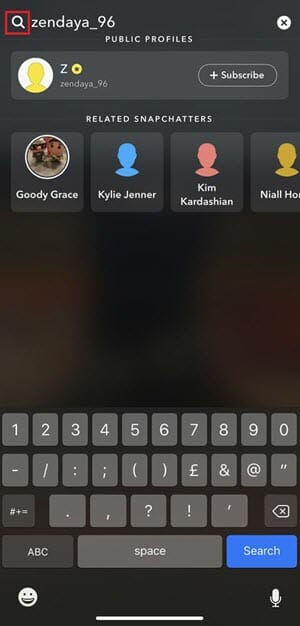 snapchat search function