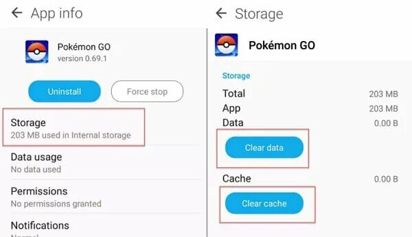 clear pokemon go cache android