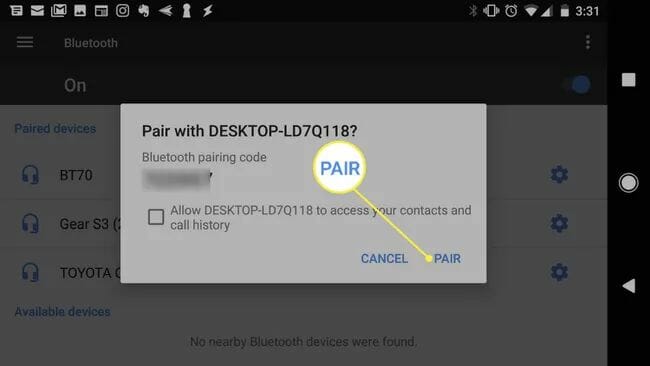 connect android to pc via bluetooth