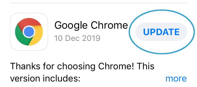 update chrome on iphone
