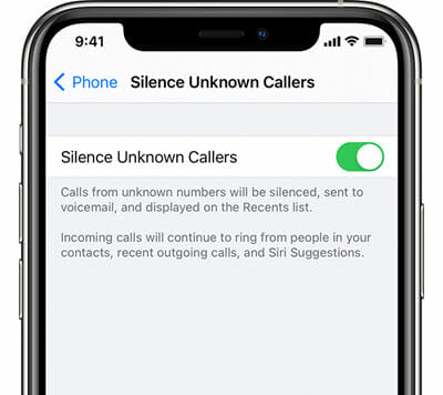 silence unknown calls on iphone