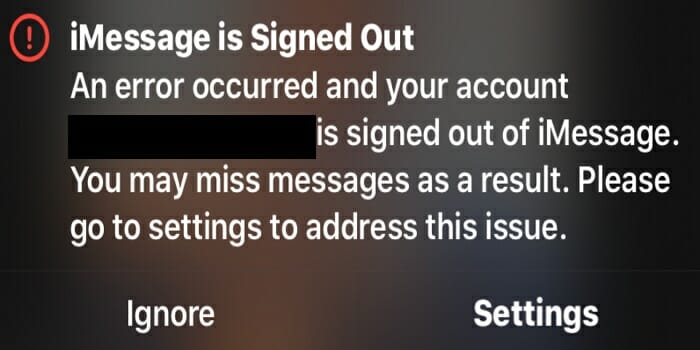 imessage is signed out