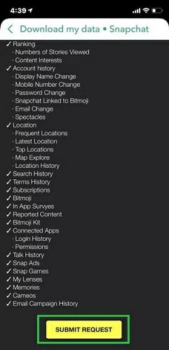 download data from snapchat website